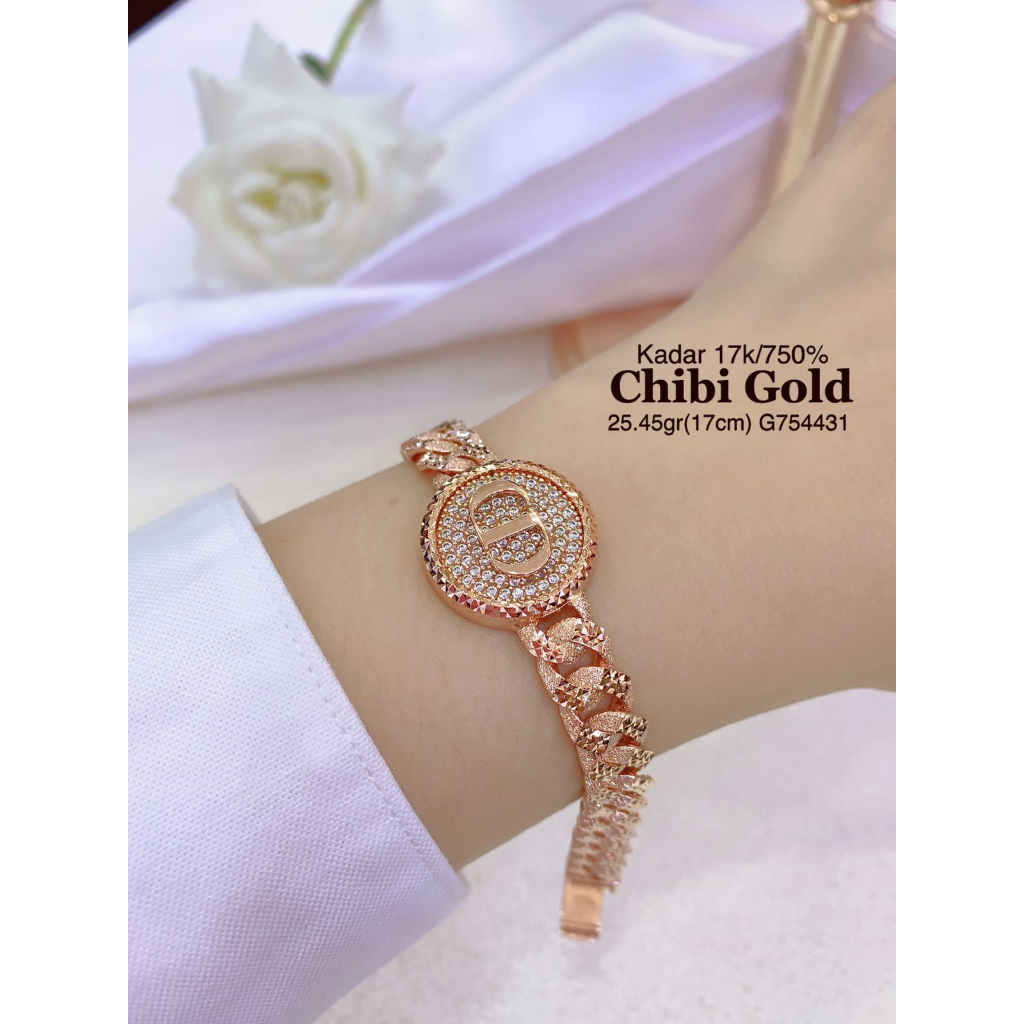 Gelang tangan emas mata" 750 kadar 17K G7544321 - chibi
