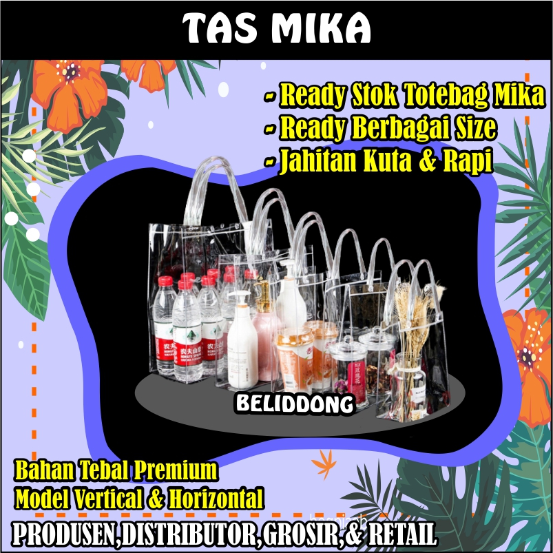 Mika Transparant Tas Tenteng Varian size transparan tas hampers / Tas Mika PVC Transparan, Tas Mika 