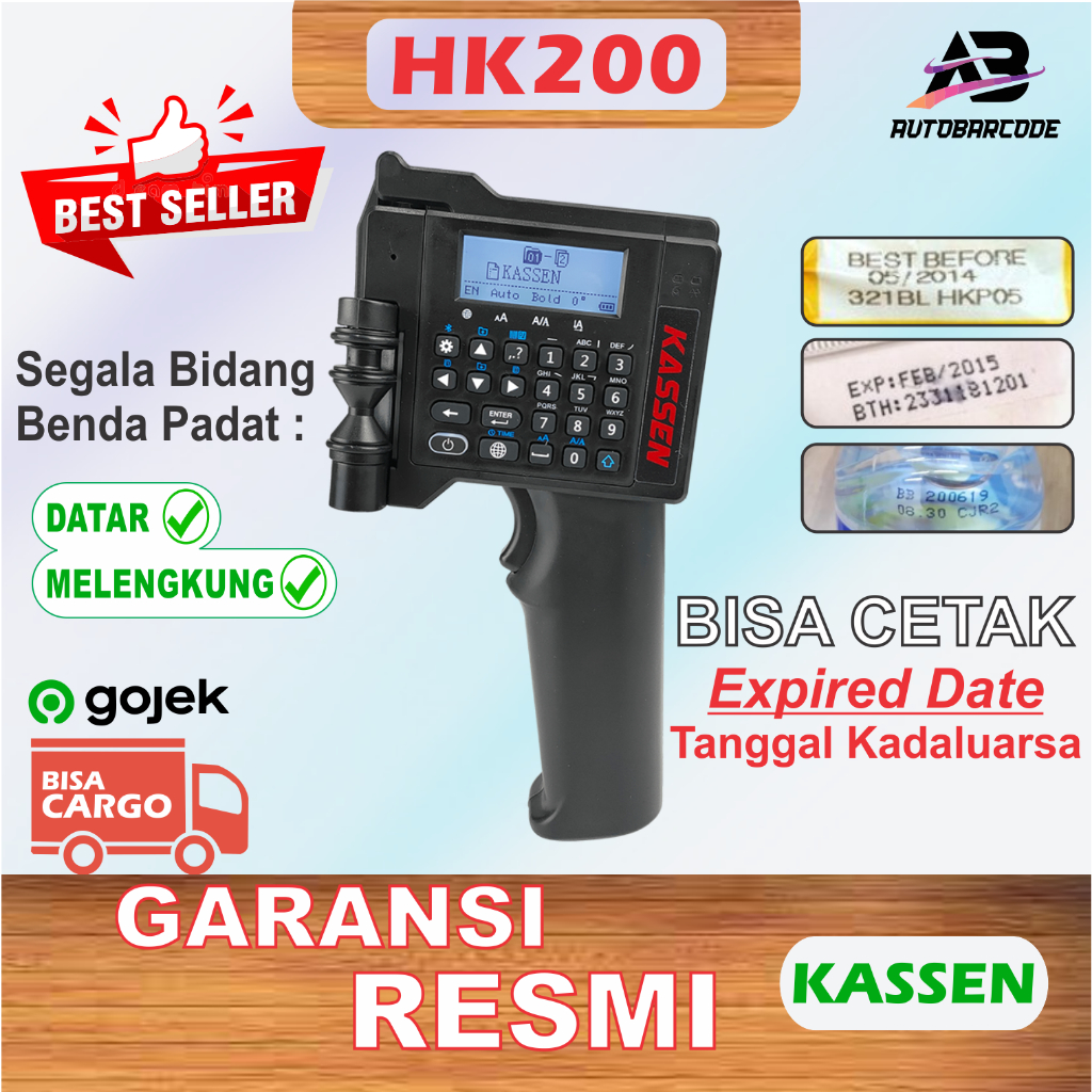 Printer Kassen HK-200 Pencetak Expired Date Handheld Inkjet Barcode Cartridge HK200 HD2000 HK 200