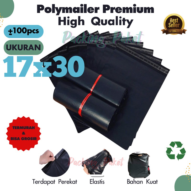 

Plastik Packing Olshop Online Shop ol on shop Polymailer Warna Hitam Semi Glossy 17x30 isi 100 pcs Tebal Glossy MURAH