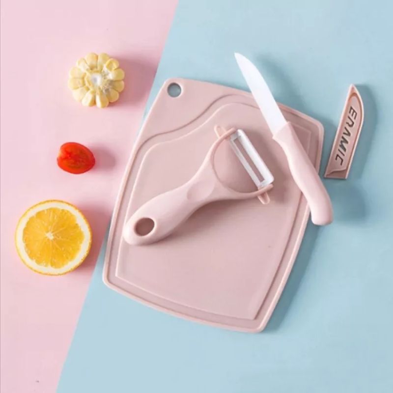 Set pisau dapur 3 IN 1 - AC 48 – Pisau  set  talenan,peeler murah kitchen knive set  tempat paket pi