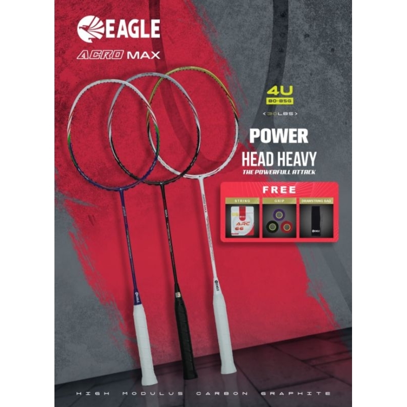 Raket Badminton EAGLE ACRO MAX Head Heavy Original