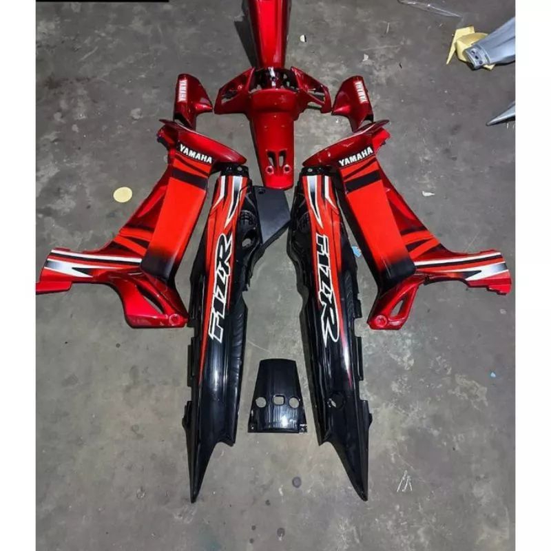 aCover Bodi Fullset Full Sett Body Halus Motor Yamaha Fiz r Fizr Warna Merah Hitam