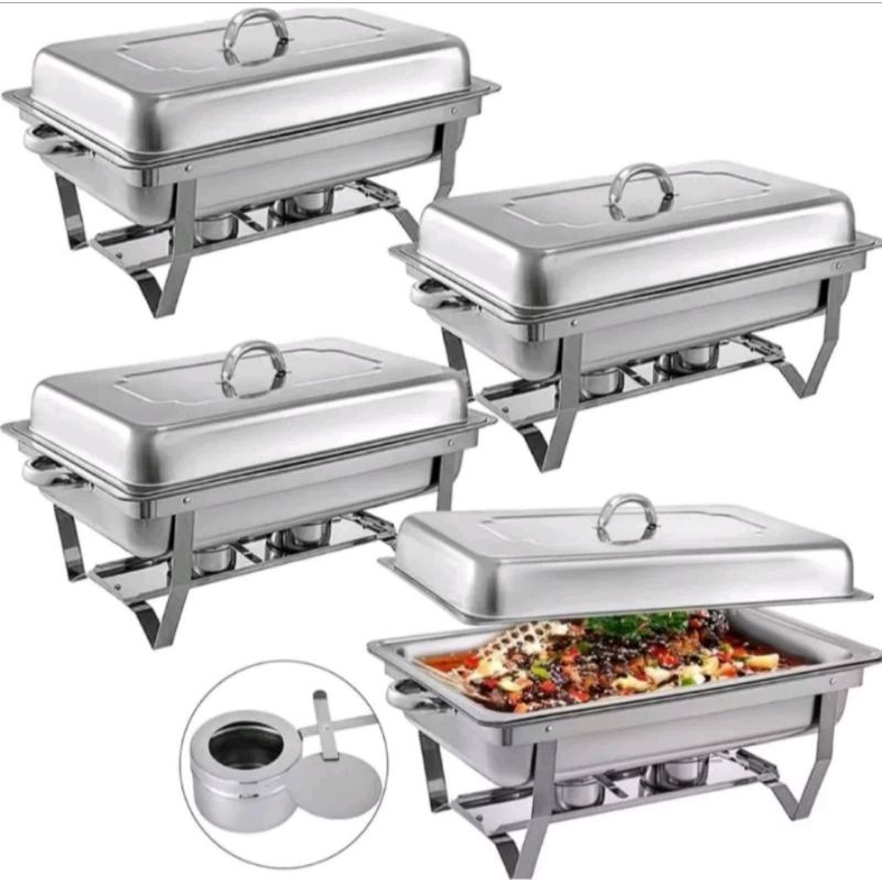 PROMO paket chafing dish jumbo 4 set / chafing dish prasmanan 4 set pemanas chafing dish