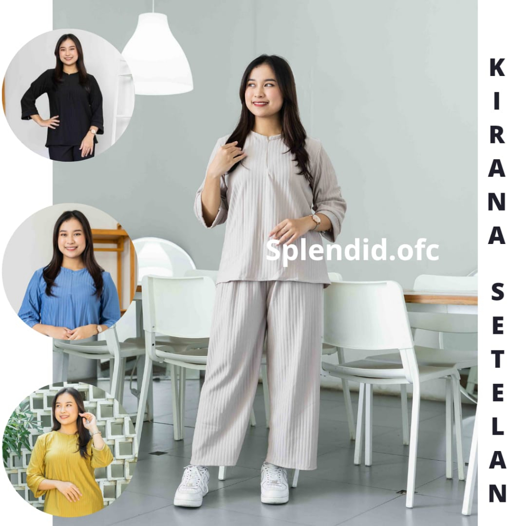 KIRANA ONE SET SETELAN WANITA KEKINIAN ONE SET KOREA ONE SET WANITA KNIT SETELAN JUMBO