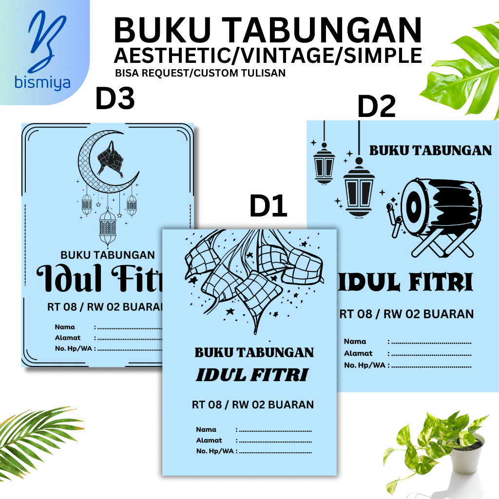 

Buku tabungan custom sekolah / buku tabungan hari raya idul fitri / idul adha / arisan / pengajian / umroh / santri