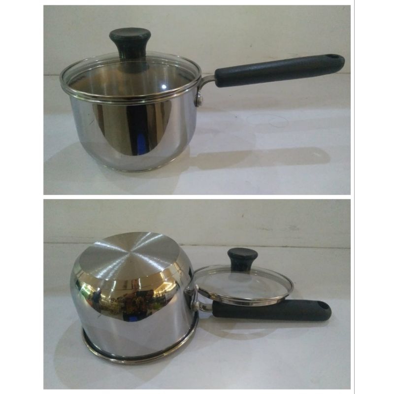 SAUCEPAN MAXIM EXPORT 14CM STAINLESS STEEL TEBAL TUTUP KACA