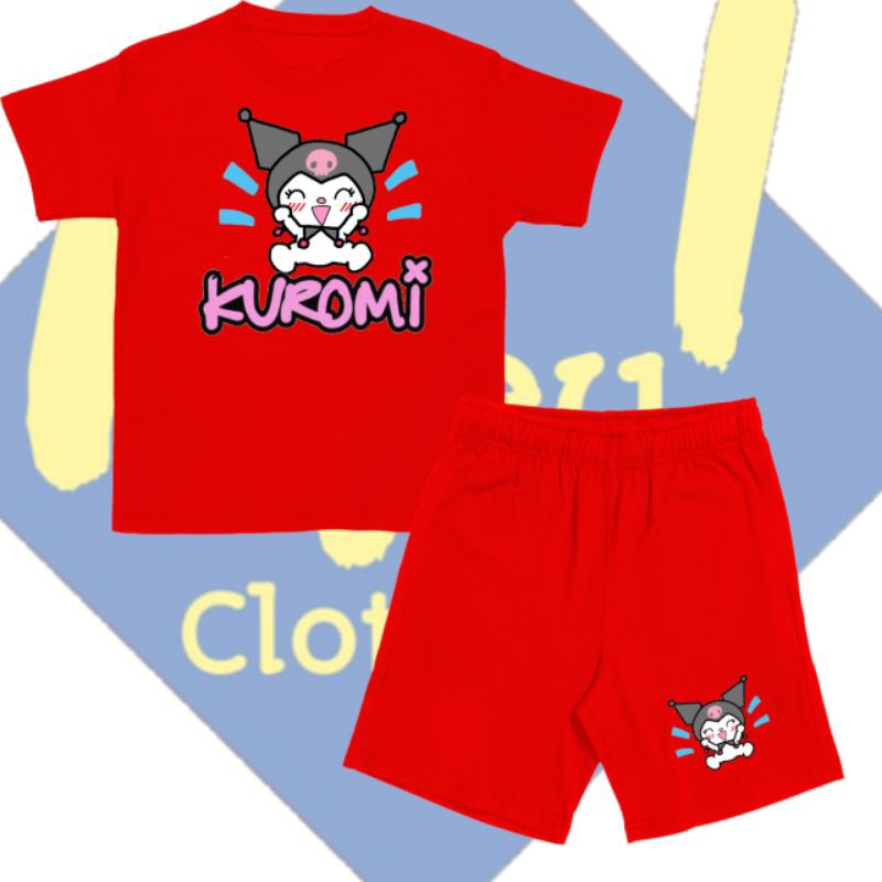Baju Kaos dan celana anak Baju t-shirt stelan anak Kuromi