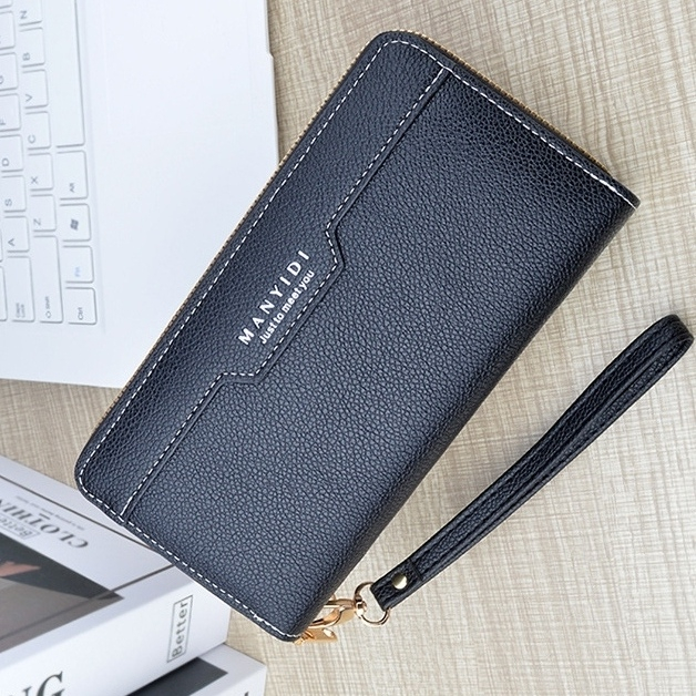 DOMPET PANJANG WANITA 2 RESLETING PREMIUM KULIT HITAM QUIMANE WA765B5 IMPORT SLOT KARTU UANG KOIN BESAR BRANDED REMAJA KEKINIAN KOREA CEWEK SIMPLE FASHION CASUAL BRANDED BATAM