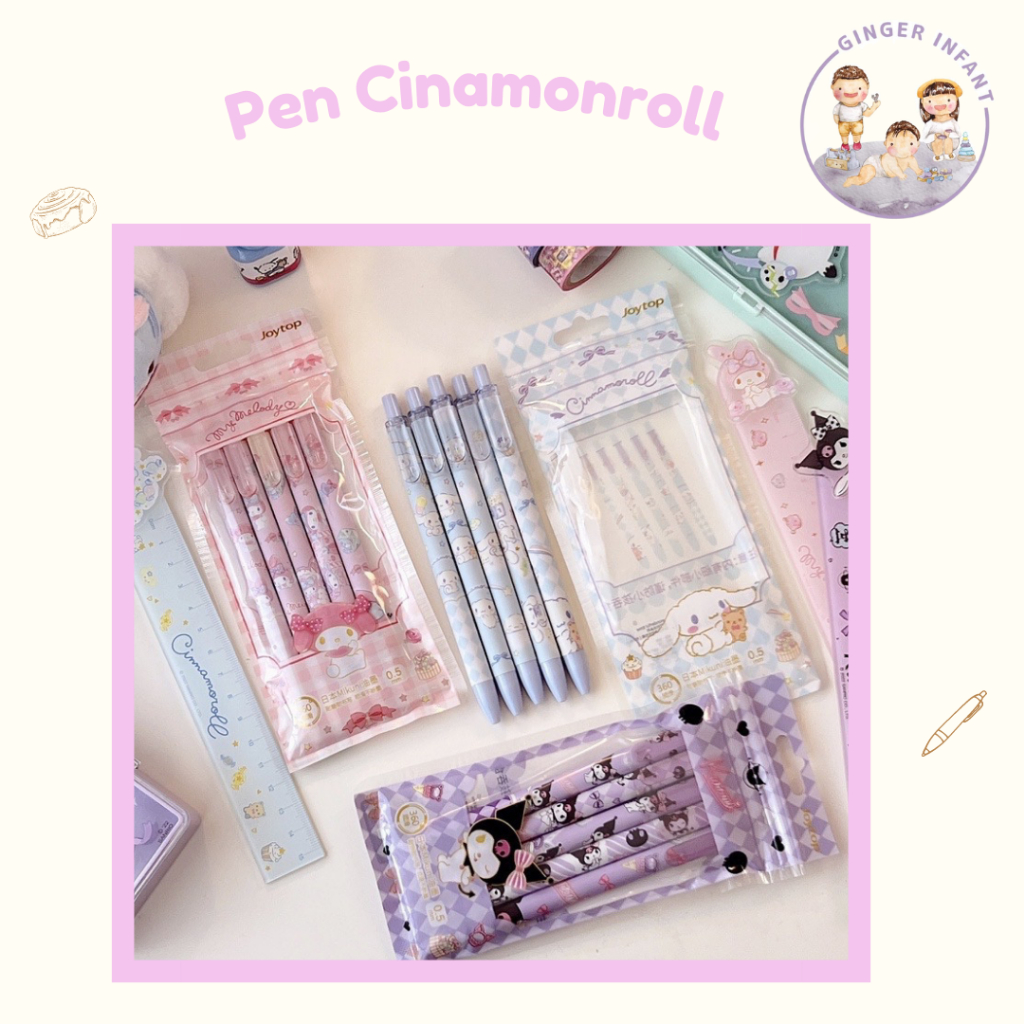 

pulpen cinamonroll 5pcs Pak Pulpen Gel 0.5mm Motif Kartun Sanrio Kuromi Melody Untuk Stationery Pelajar by gingerinfant pen anak perempuan pen lucu pen korea