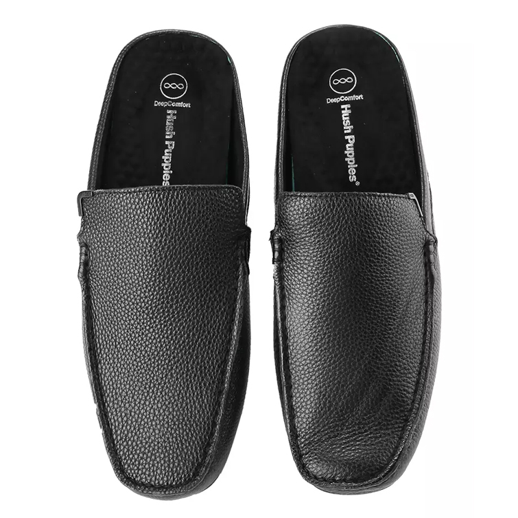 HM333 HUSH PUPPIES SEPATU SANDAL PRIA ORIGINAL SENDAL SLIP ON KULIT ASLI ORI HITAM BLACK