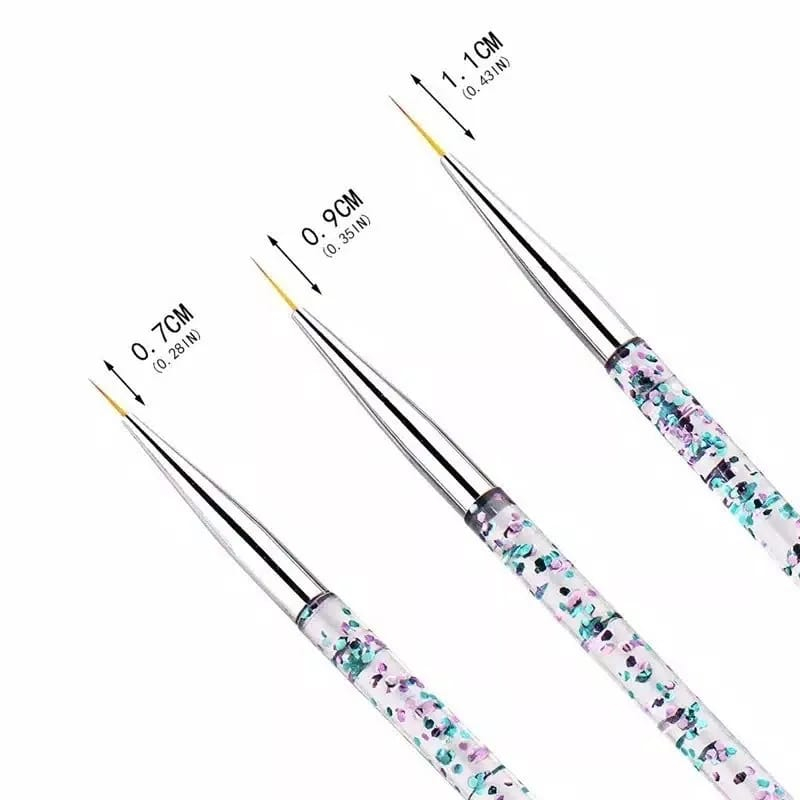 3pcs LINER BRUSH GLITER NEW KUAS NAIL ART POINTED LINER KUAS MENICURE