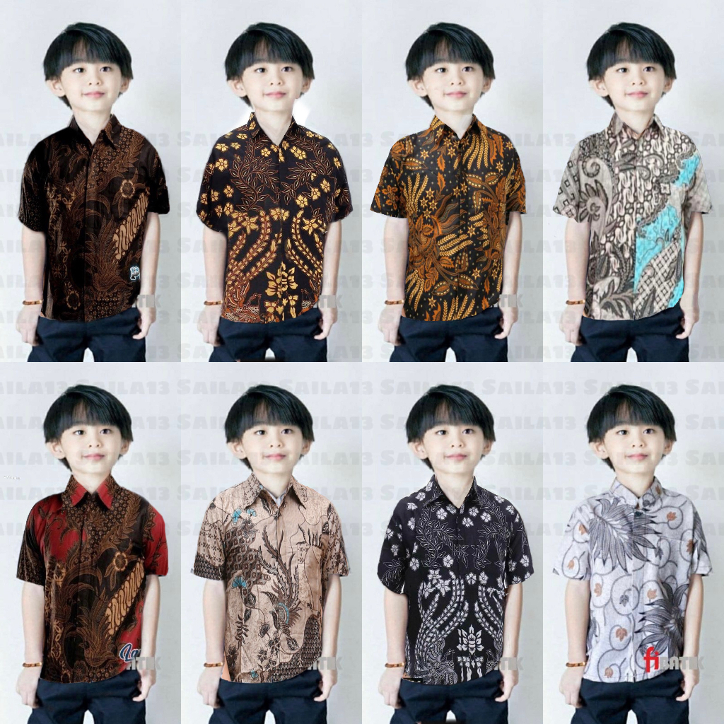 Kemeja Batik Anak - batik anak - baju batik anak laki laki umur 2-12 tahun hem batik anak pendek