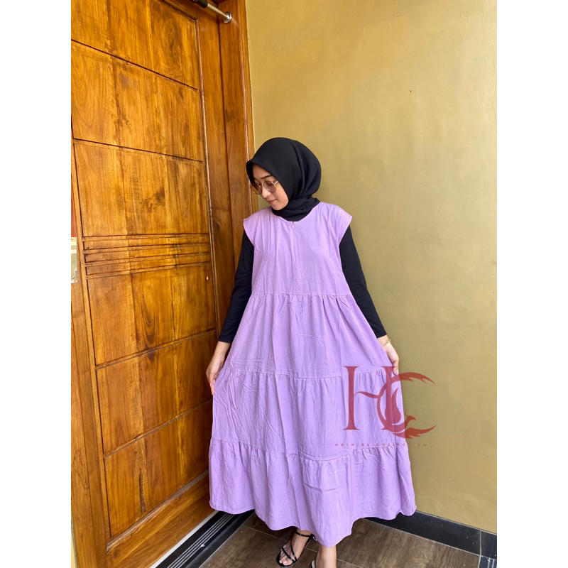 Inner Dress Maxi Rampel Busui Rayon - Inner Dress Tanpa Lengan