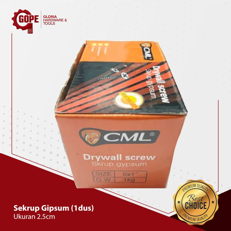 Sekrup Gipsum Panjang 2.5 cm / 1” Per Dus