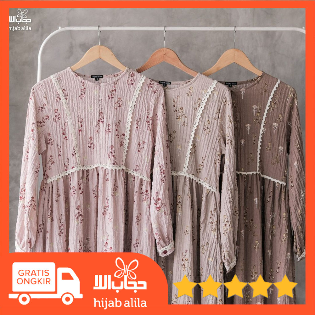 GAMIS LOUISA MOTIF CRINKLE HIJAB ALILA