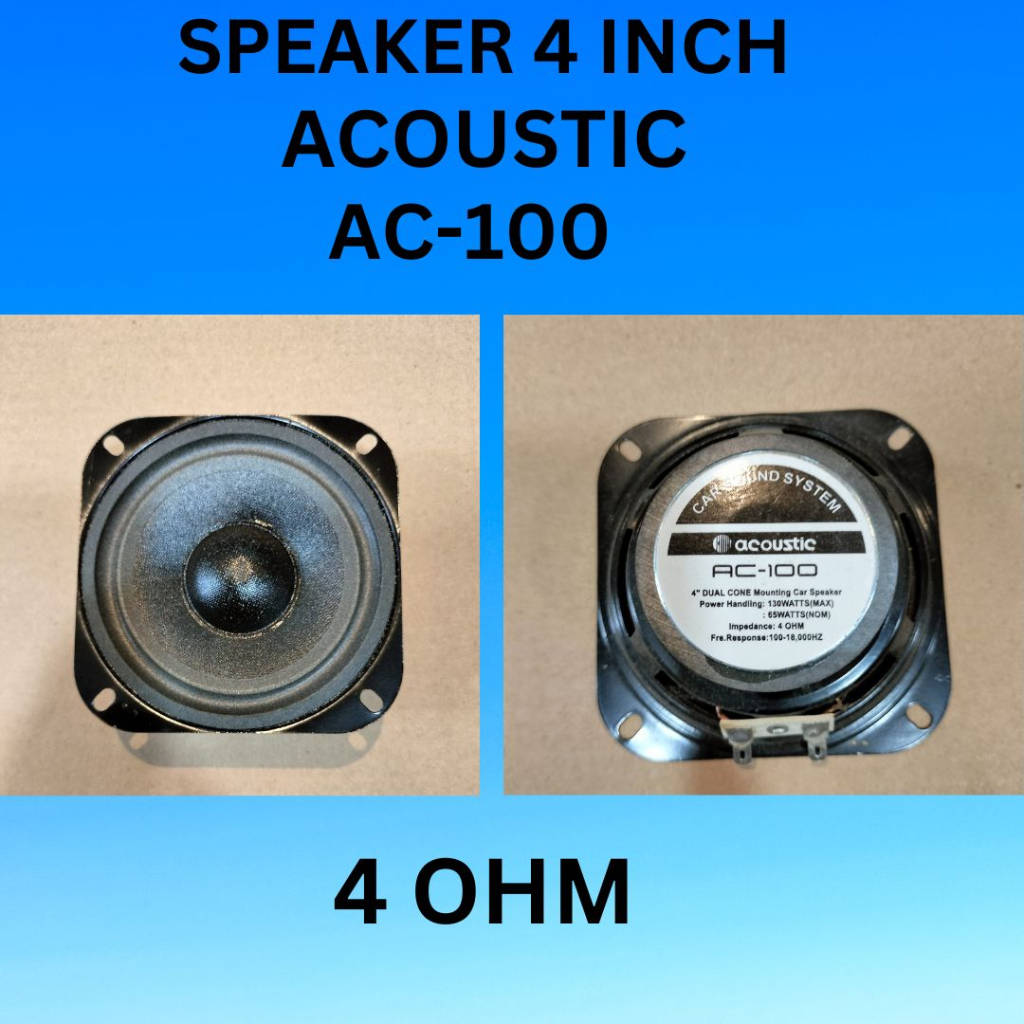 Speaker Woofer ACOUSTIC AC-100 4" 200Watt Speaker Middle Mobil 4inch Speker Wofer Bass 4 inch