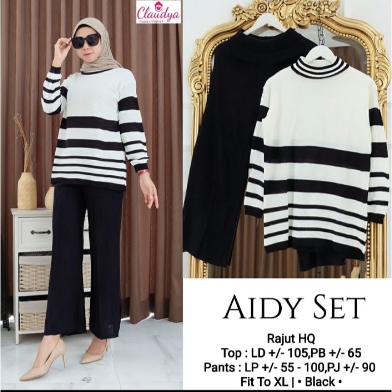 Baju Setelan Wanita Aidy Set Rajut Jumbo Terbaru