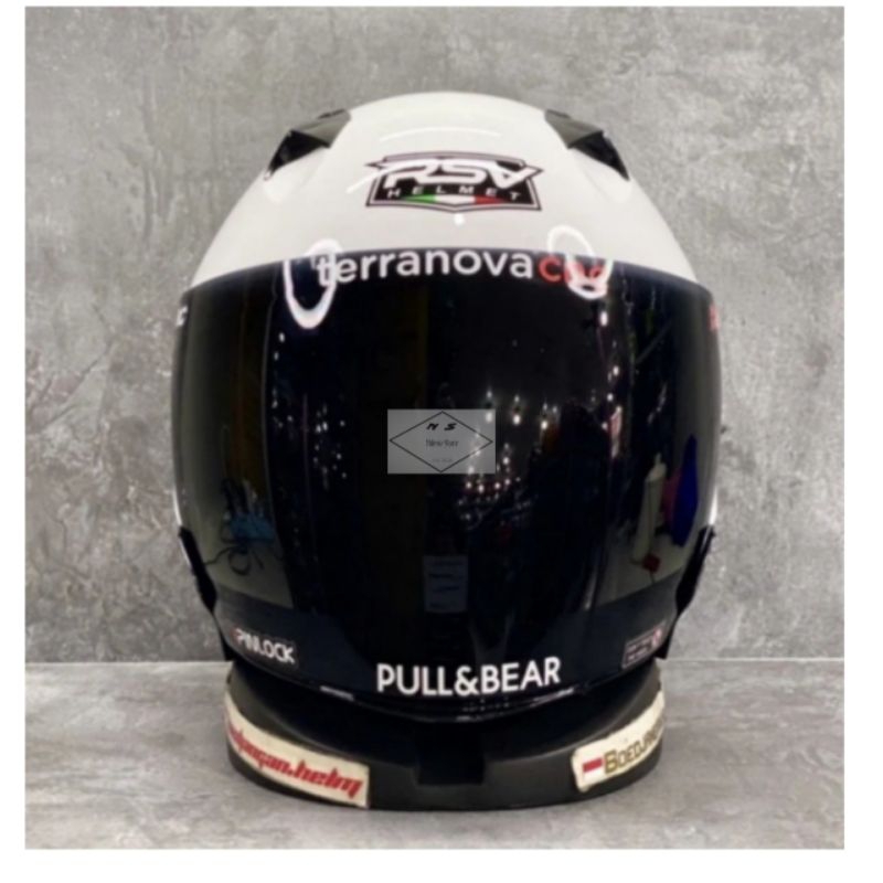 HELM RSV SV300 MODEREN WHITE GLOSSY-PAKET GANTENG-VISOR SMOKE