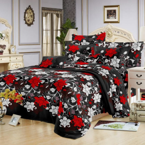 Sprei Set JUMBO 240x200 Katun BONITA/Sprei JUMBO Motif-Black Rose