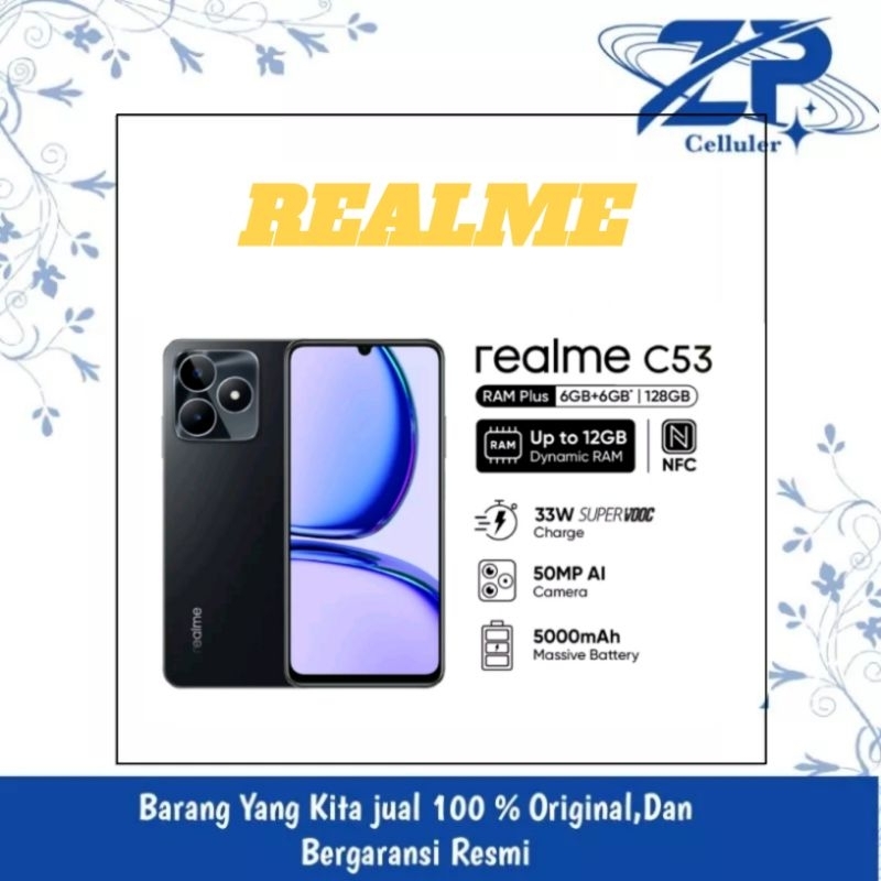 REALME C53 RAM 6 GB / ROM 128 GB GARANSI RESMI , REALME C53 RAM 8GB /ROM 256GB GARANSI RESMI , FREE 