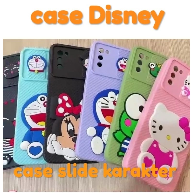 case slide camera karakter Samsung a20s/a10s/a50s/A50/a30s/m32)m224G/a224G/a12/M12/j7prem/j2prem/gra