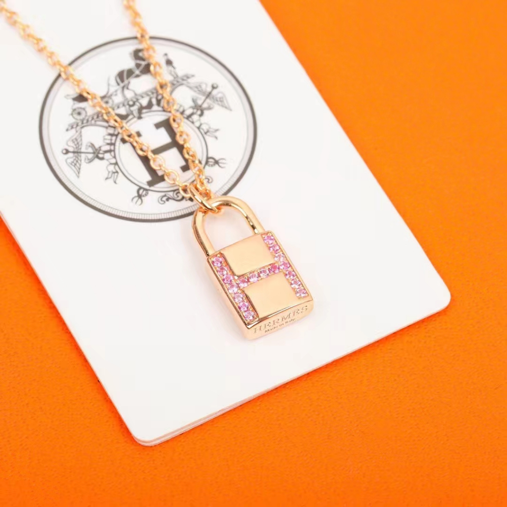 Pink Diamond Lock Necklace