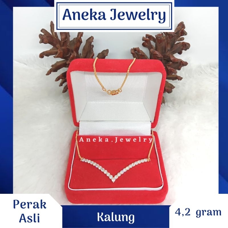 Kelung Koye V Full Mata Baris, Sepuh Emas Putih/Kuning, Perak 925