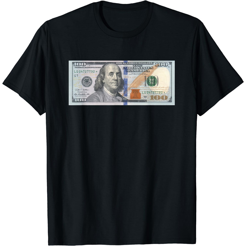 Baju Kaos Dewasa $100 Dollar Bill Pakaian Atasan Fashion Pria Wanita Cowok Laki Distro Murah Import