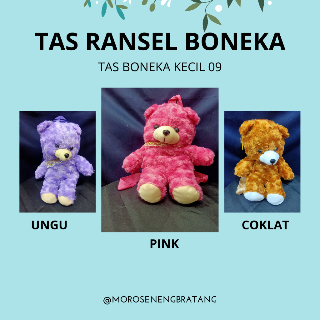 Tas Ransel Boneka Panda 9 Pink Ungu Coklat Kecil