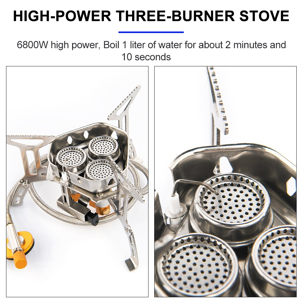 4500W Kompor UL Lipat Portabel Camping Stove 3 Burner 16cm dan adaptor