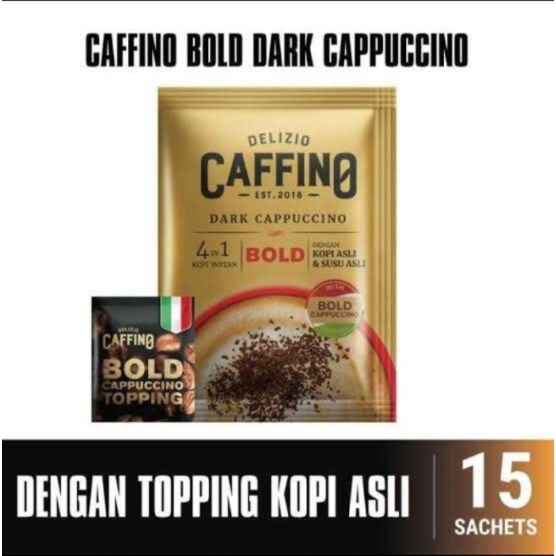 

Delezio Caffino Dark Cappucino Bold 4 in 1, 1 renceng Isi 15 Sachet 25 g