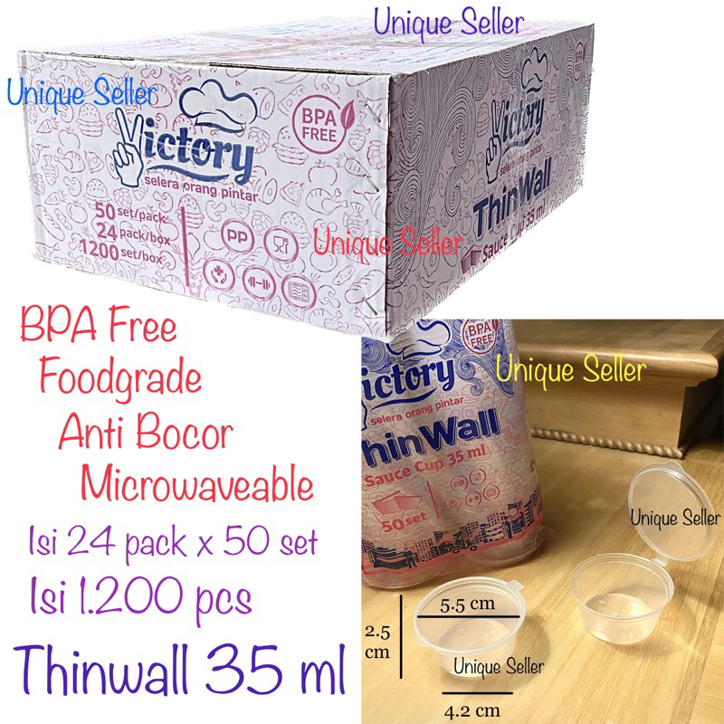 [1 Dus] Thinwall Cup 35 ml Victory isi 1.200 pcs / Thinwal Cup 35ml / Tempat Saos Bumbu 35 ml Victor