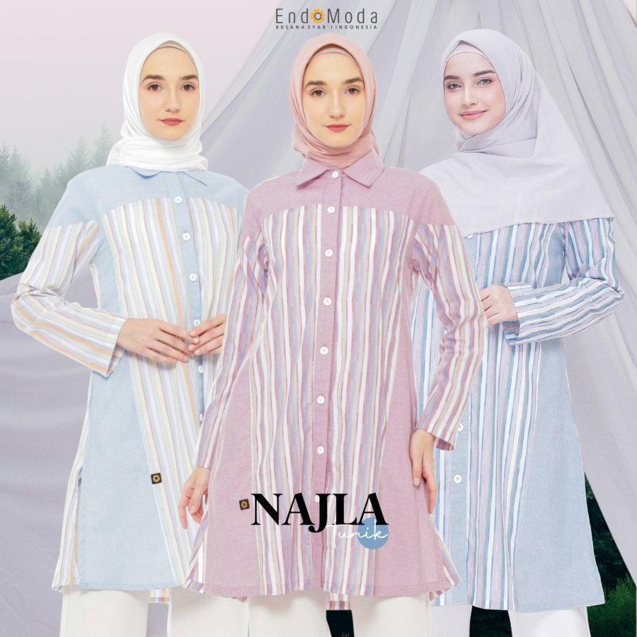 Endomoda Tunik NAJLA Bahan PCSL Cotton Muslimah Casual terbaru 2023 By Endomoda