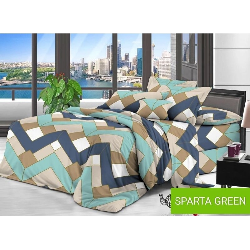 Sprei Homemade 180x200 Motif Amerta Spartam Green Gratis Sarung Bantal2 Sarung Guling1 Bahan Katun H