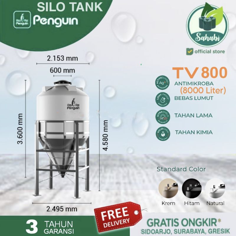 Tandon Air/ Toren Air / Tangki Air Penguin Silo Tank 8000 Liter