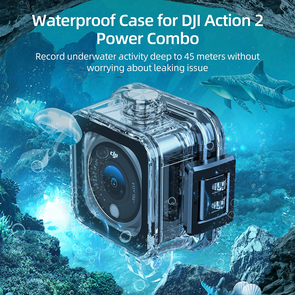 TELESIN Casing Kamera Aksi Case For DJI Action 2 Waterproof 45 M - OA-WTP-001 - Black