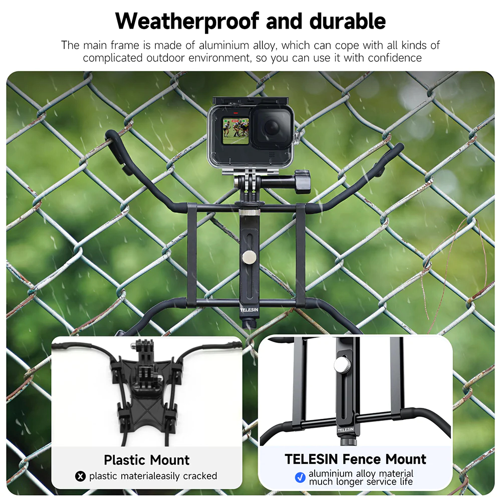 TELESIN Universal Fence Holder Mount for GoPro Smartphone - TE-FM-001 - Black