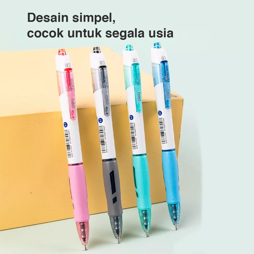 

Deli Retractable Ballpoint Pulpen Cetek Tip 0.7 mm Tinta Biru EQ18-BL