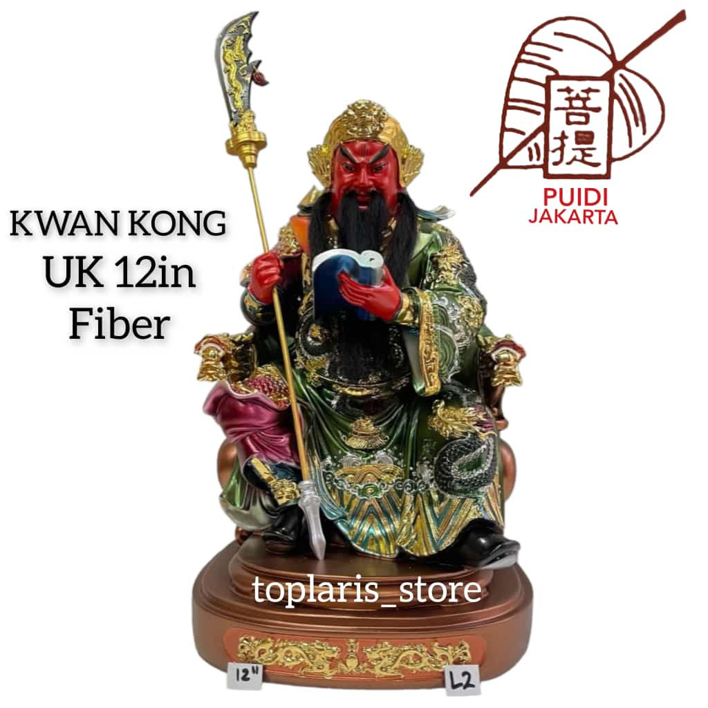 Patung Kwan Kong Duduk 12in Fiber