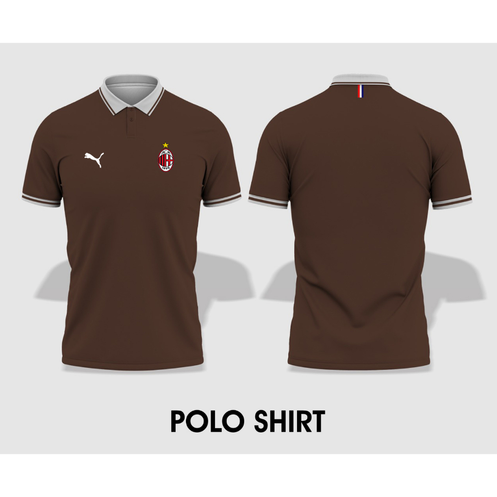 Promo Kaos Wangki Pria Logo Ac Milan Terbaru Stock Ready / Kaos Polo Kaos Kerah List / Kaos Polos Mu