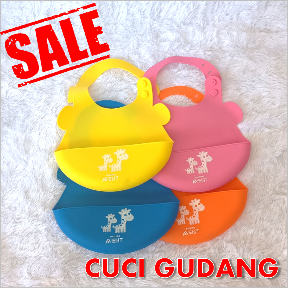 [SALE CUCI GUDANG] - Phillips Avent Bibs Slaber Celemek Bayi Silicone - Original