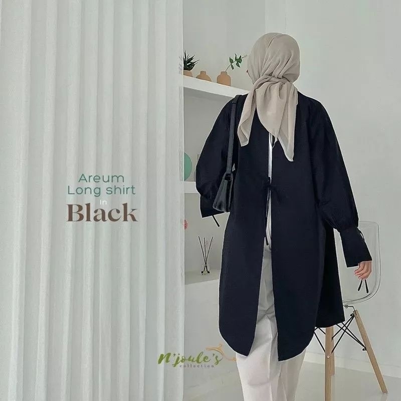 Sahira Long Shirt Kemeja Tunik Outer Tali Belakang kancing depan full terbaru