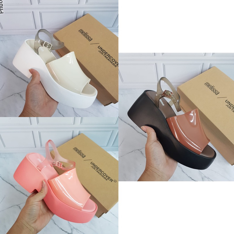 TERMURAH Sepatu sendal Melissa Pose Wedges Women / sandal tali Wedge Kualitas Premium Grade Priginal / Sepatu Hak jelly wangi / Slipper jeli / Melisa shoes women / Sendal Kerja kantor lentur anti air / Slingback / Undercover Jun Takahashi