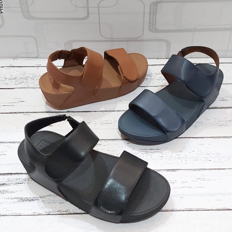 TERMURAH Sendal Fitflop Lulu Leather Tali Slide / Slip on Fiflop / sandal wedges hak pendek / Sandal casual wanita / Sendal santai / Fitflop Cewek Kulit Slingback