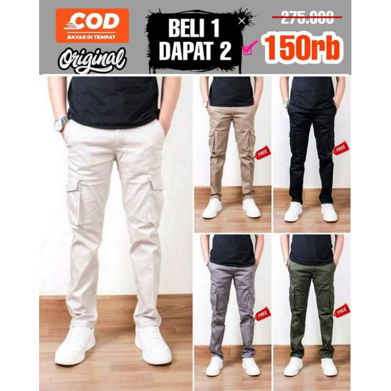 Celana Panjang Pria Cargo Original Thrasher Kimpul Kanvas Polos