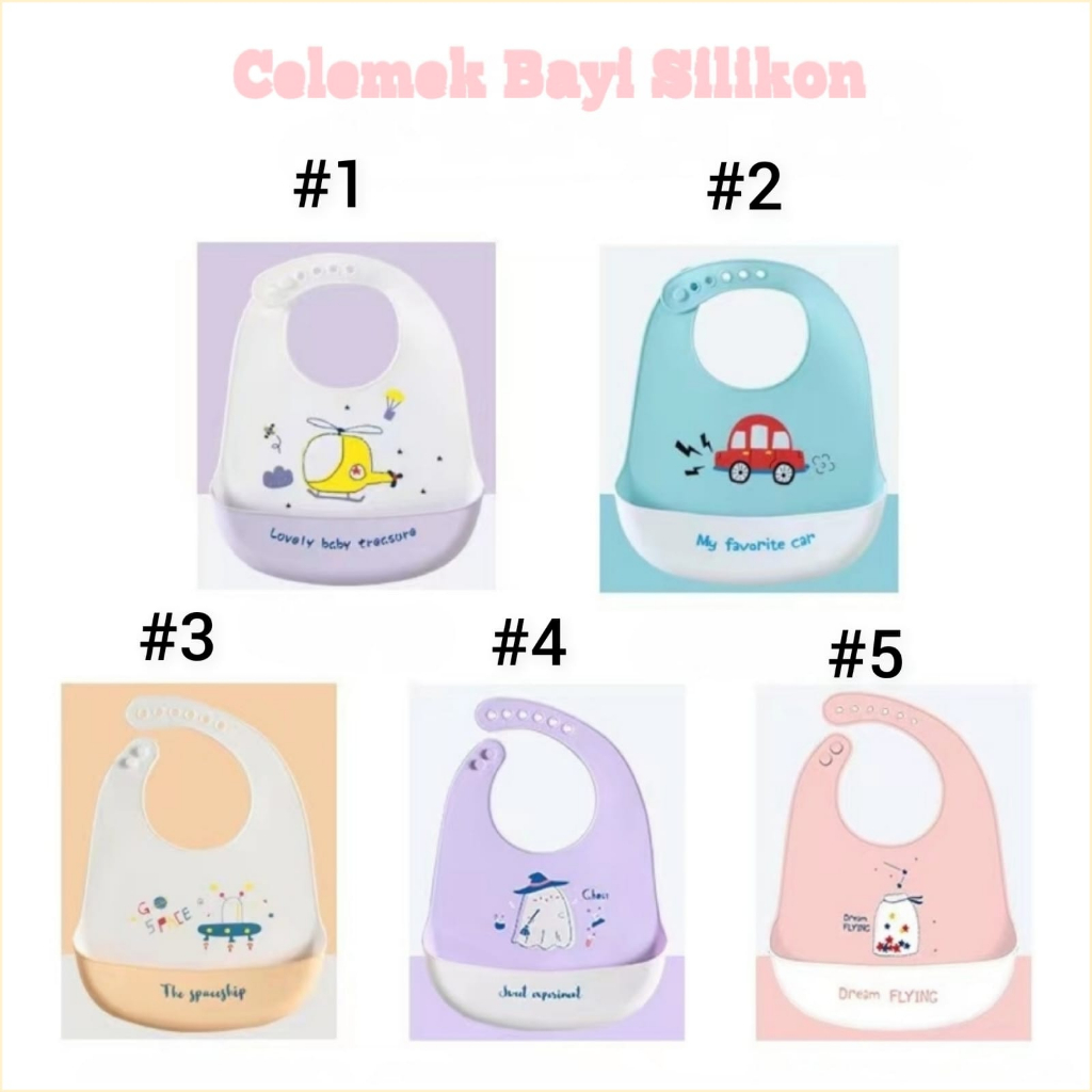 Slabber Silikon / Celemek Silikon Baby BIB Silicone / Celemek Makan Bayi Silikon