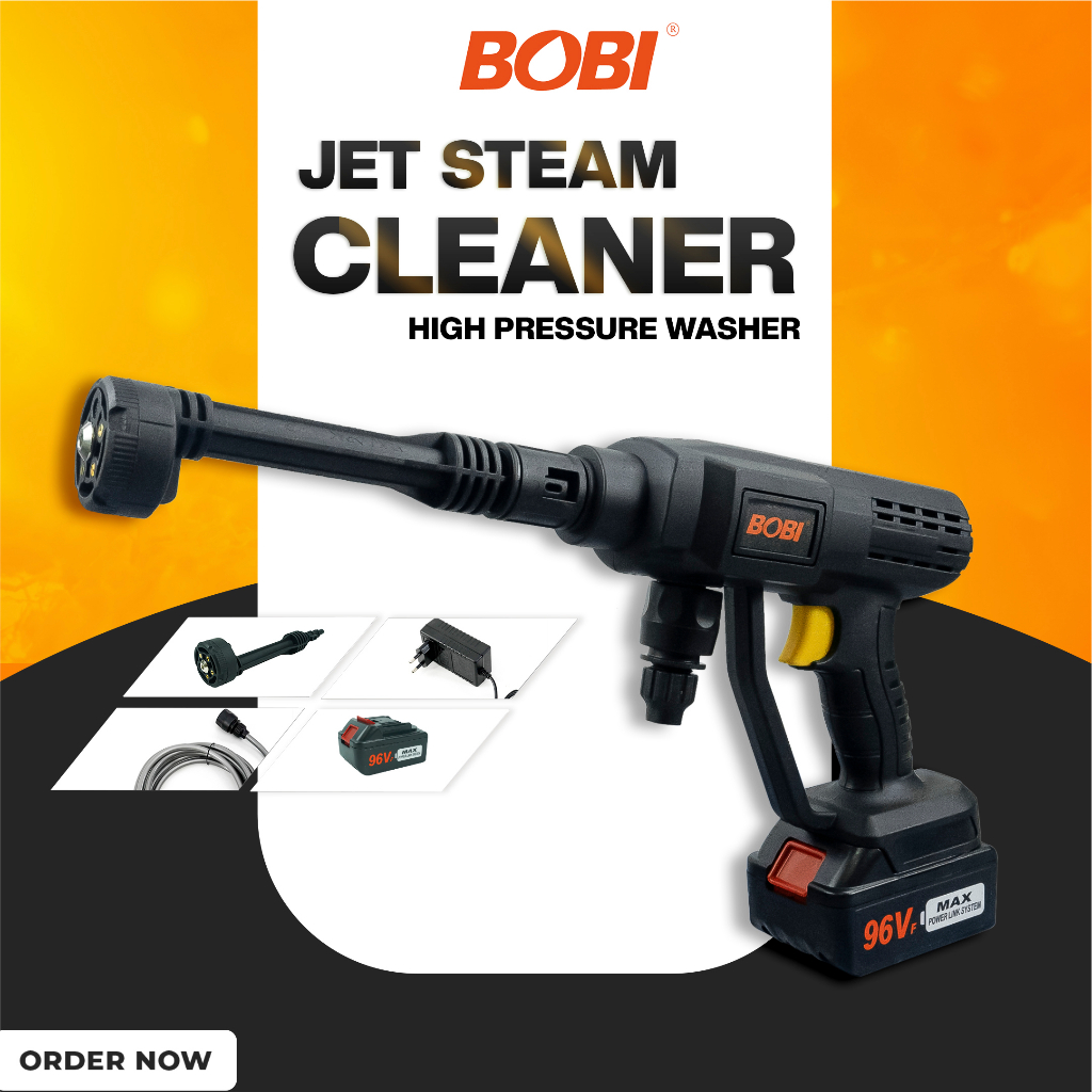 Jet Steam Model Baru (NEW) // Cordless Jet Cleaner - Mesin Cuci Motor Mobil AC Baterai Cordless BOBI