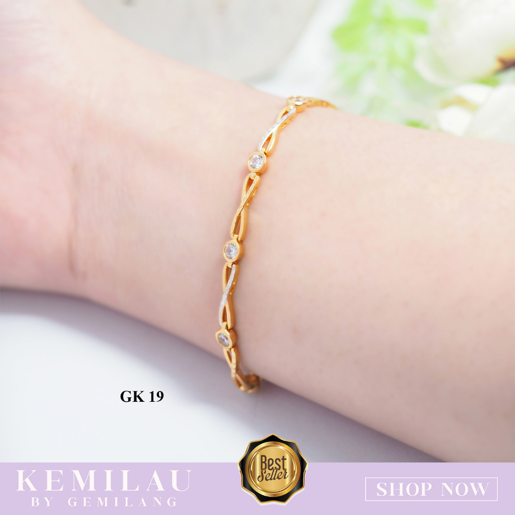 GELANG EMAS MUDA MODEL RANTAI KEKINIAN STYLE KADAR 6K ATAU 300 DAN 8K ATAU 375 KODE GK 19 KEMILAU FA