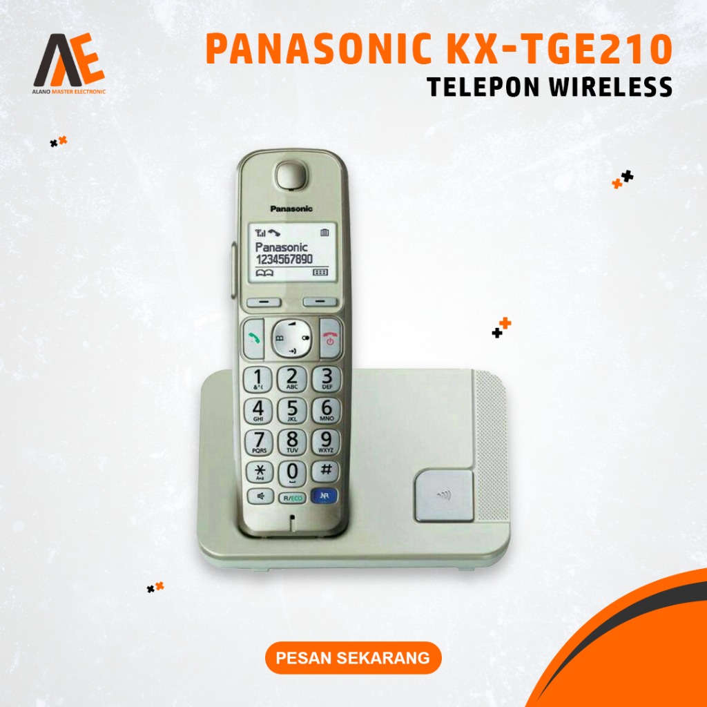 Telepon Wireless Panasonic KX-TGE210 Cordless Rumah Kantor Indihome